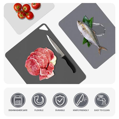 WK Flexible Plastic Cutting Boards for Kitchen, 6 Pieces Cutting Board Mats, Thin Cutting Board Sheets, Dishwasher Safe, BPA Free, Multi Sizes Set of 6 - color: Multi Grey - S&M&L - 6