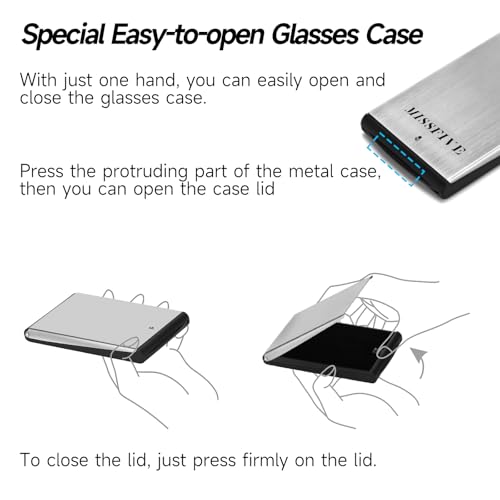 Missfive Premium Folding Reading Glasses Blue Light Blocking for Men Women, Ultra Thin Foldable Portable Travel Readers with Durable Pocket Metal Case, Black Lightweight Compact Eyewear 1.5x - color: Black & Metal Glasses Case