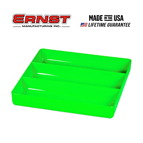 Ernst Manufacturing Toolbox Tray: Stackable Garage Organizer Tray in Green with 3 Compartments - Ideal for Trades, Mechanics, Electricians, Plumbers, Household Use, Hobbies, and More - Heavy Duty - color: Green, size: 3-Compartments