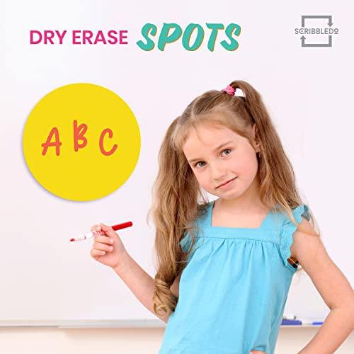 SCRIBBLEDO 8 Pack Dry Erase Dots 11 inch Colorful Dry Erase Circles for Tables Whiteboard Wall Removable Vinyl for School Classroom Teachers Students