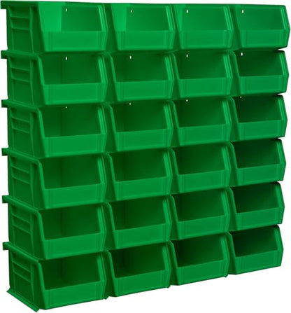 Akro-Mils 30210 AkroBins Plastic Storage Bin Hanging Stacking Containers, (5-Inch x 4-Inch x 3-Inch), Green, 24-Pack - color: Green