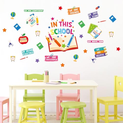 LHIUEM in This School Wall Stickers Positive Affirmations Window Cling - color: School