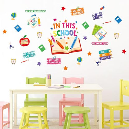 LHIUEM in This School Wall Stickers Positive Affirmations Window Cling - color: School