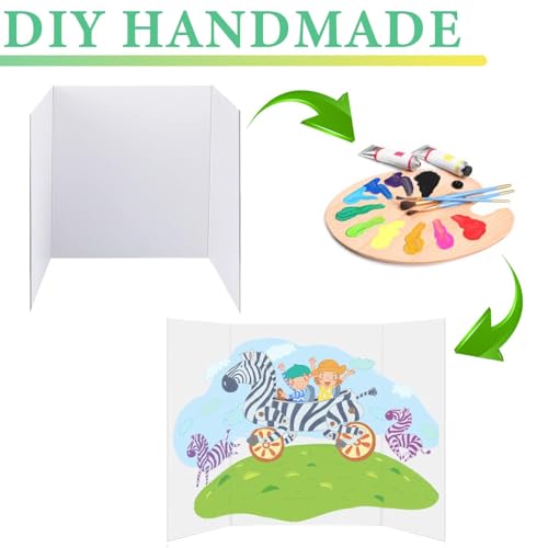 3 pcs Small White Tri-Fold Display Boards, 21 x 14 Inches Corrugated Trifold Poster Boards for School Projects, Science Fairs, Business Presentations and Exhibitions - size: 21 x 14 inches