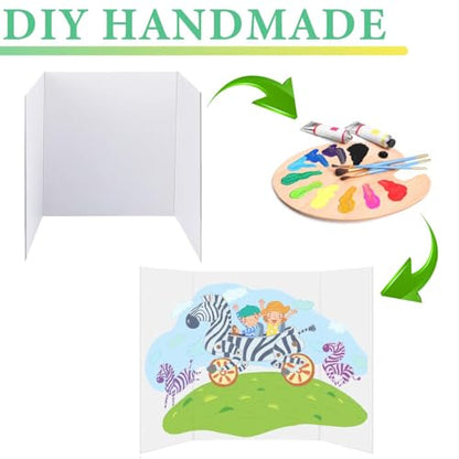 3 pcs Small White Tri-Fold Display Boards, 21 x 14 Inches Corrugated Trifold Poster Boards for School Projects, Science Fairs, Business Presentations and Exhibitions - size: 21 x 14 inches