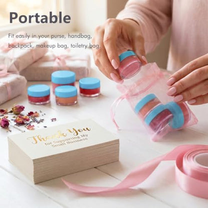 3 Gram Sample Containers 100 Count Empty Lip Balm Containers with Labels - color: Blue