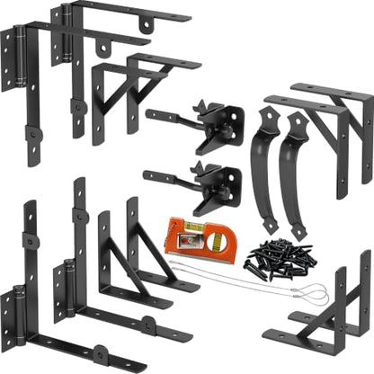 Self-Close Wooden Gate Hardware Kit, Heavy Duty Wood Bracket & Spring Hinge