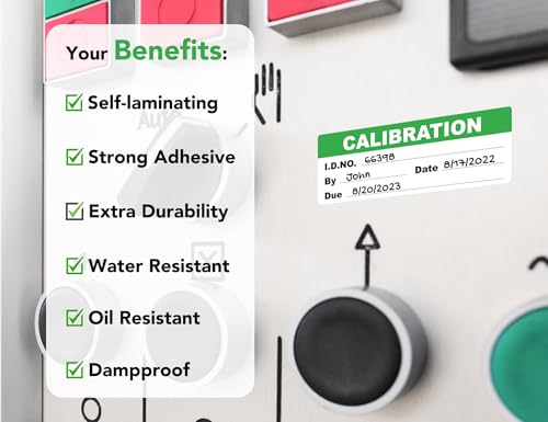 Self-Laminating Calibration Labels, 1.75''×0.63'', Waterproof Indoor/Outdoor Inspection Stickers for Metal & Plastic, Removable Residue-Free Adhesive, NIST/ISO-9000 Compliant, 180-Pack - size: 1.75 X 0.63 Inches