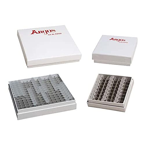 Argos Technologies R3012A Cardboard Freezer Box for PCR Tubes with 196-Place Divider, 5 1/4" x 5 1/4" x 1" - size: 0.2 mL PCR