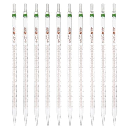 PATIKIL 15ml Glass Graduated Pipettes +/- 0.08ml, 10Pcs Coded Bands - size: 15ml