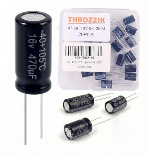 470uF 16V 8 * 12mm 20pcs Electrolytic Capacitor 470 uF MFD 16 Volt 0.32 * 0.47in Aluminum Capacitors - size: 470uF 16V 8*12MM