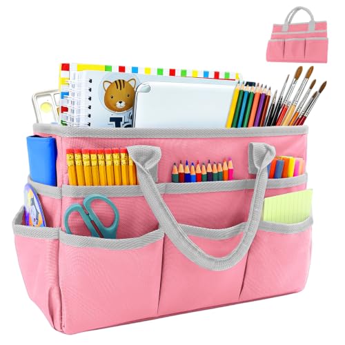 AKAYOK Craft Organizer Tote Bag, Art Supply Bag, Art Bags for Supplies,Pink - color: Pink