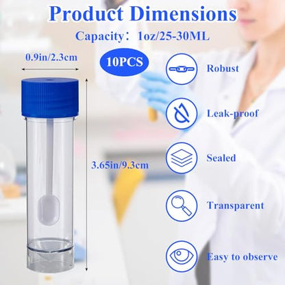 Stool Sample Collection Kit,25-30ml Screw Top Sample Jar with Spoon ﻿ - color: Blue
