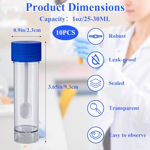 Stool Sample Collection Kit,25-30ml Screw Top Sample Jar with Spoon ﻿ - color: Blue