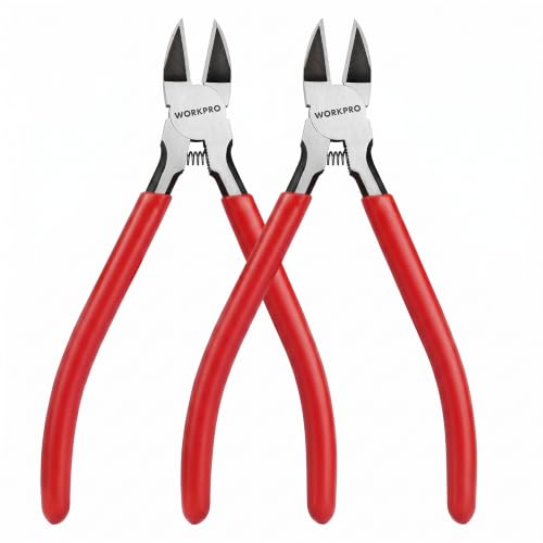 WORKPRO 2 Pack Wire Cutters, 6 Inch Precision Flush Cutters, Side Cutters - color: Red
