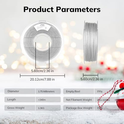 AMOLEN Shiny Glitter PLA 3D Printer Filament 1.75mm Shiny Silver with Sparkles and Glitters Dimensional Accuracy +/- 0.02mm 1KG/2.2lbs - color: Shiny Glitter Silver