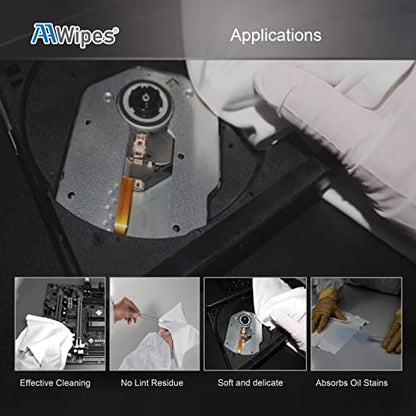 AAwipes Cleanroom Microfiber Wipes Knitted Superfine 6"x6" (100 Counts/Bag, 180gsm, Polyester-Polyamide) Lint Free Cloths for Fiber Optics, Ultrasonic Sealed Edge, Class 100 Cloths (MC18006) - size: 6"X6" 100 Wipes