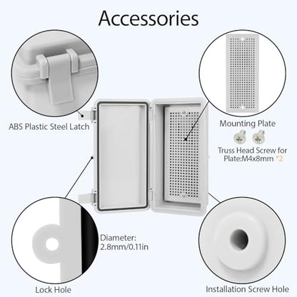 Junction Box ABS Plastic IP65 Waterproof Dustproof Universal Electrical Enclosure Hinged Shell Outdoor and Indoor Usage Project Box, 7.9"x 3.9"x 2.7"(200x100x70mm), Grey - size: 7.9" x 3.9"x 2.7" (1pc)
