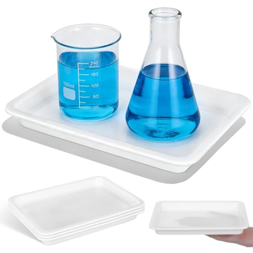 DOITOOL Laboratory Reagent Tray 4-Pack Acid Alkali Resistant Leakproof Lab Sample Tray Chemical Reagent for Experiments Research Labs Educational Use 9.68X7.28X1.06in