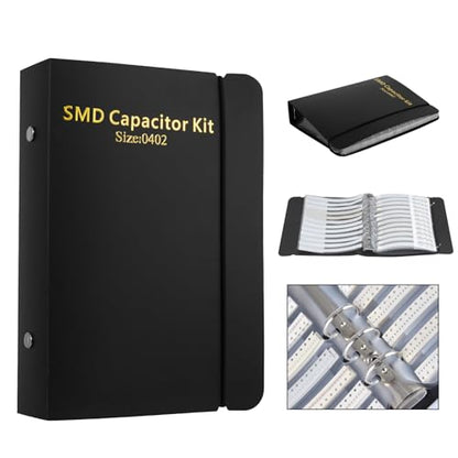 SMD 0402 Resistors Kit Bundle with 0402 Capacitors Assortment Folder- Sample Book Kit for Electronic Components.