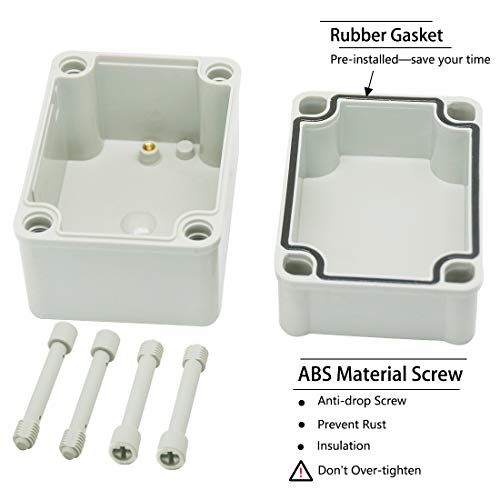 Zulkit Junction Box ABS Plastic Dustproof Waterproof IP67 Junction Boxes Universal Electrical Project Enclosure DIY Electronic Project Box Grey 4.33 x 3.15 x 3.35 inch (110 x 80 x 85 mm) - size: 4.33" x 3.15" x 3.35"