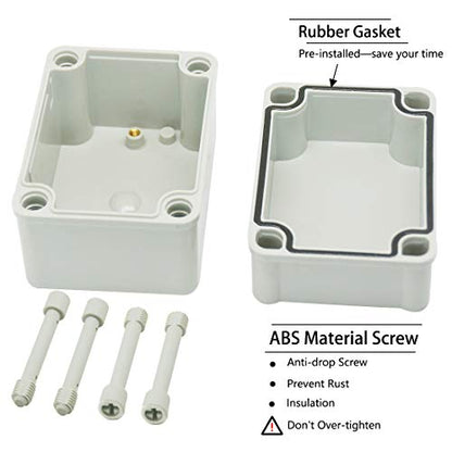 Zulkit Junction Box ABS Plastic Dustproof Waterproof IP67 Junction Boxes Universal Electrical Project Enclosure DIY Electronic Project Box Grey 4.33 x 3.15 x 3.35 inch (110 x 80 x 85 mm) - size: 4.33" x 3.15" x 3.35"