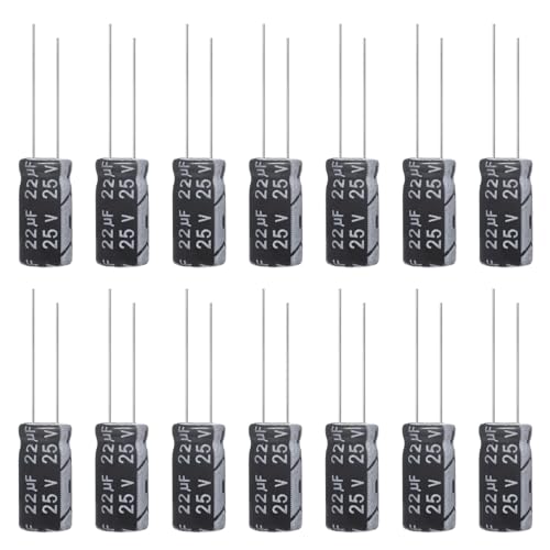 22uF 25V 5x11mm Electrolytic Capacitor 22 UF MFD 25 Volt 0.2x0.43in Aluminum Capacitors (Pack of 15) - style: 22uF 25V 5x11MM