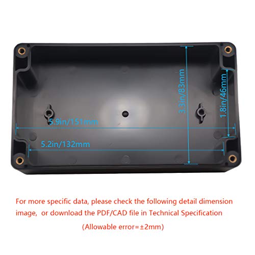 Junction Box, Zulkit Project Box IP65 Waterproof Outdoor Box ABS Plastic Electrical Boxes Electronic Enclosure Black 6.22 x 3.54 x 2.36 inch (158 x 90 x 60mm) - size: 6.22'' x 3.54'' x 2.36''(Pack of 1)