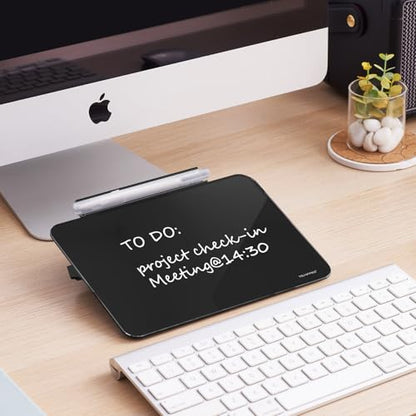 Small Desktop Glass Dry-Erase Whiteboard - 8 X 6 Inches Tabletop Easel Whiteboard with Stand, Desk Board Buddy for Artist, Teacher and Student - color: 8 X 6 Inches - Black