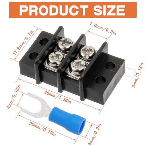 5PCS 2 Circuits Dual Row Screw Terminals Strip with 20PCS Connector - style: 2 Circuits