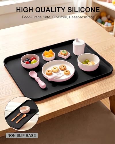 Silicone Mats for Crafts, 12" x 19" Waterproof Non-Slip Playdoh Mat - color: Black, size: 19"x12"
