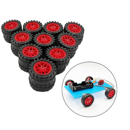 30PCS Toy Car Wheel 2mm Dia Plastic Car Wheel with Metal Shaft Axles for RC Car Truck Robot DIY Model Toy Building Projects (Style 2) - style: Style 2