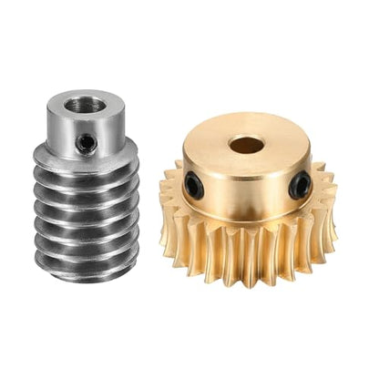 uxcell Worm Gear Set Right Rotation 25T 1 Module 25:1 Reduction Rate - size: Gear-5mm, Worm-5mm Bore, style: 1M-25T