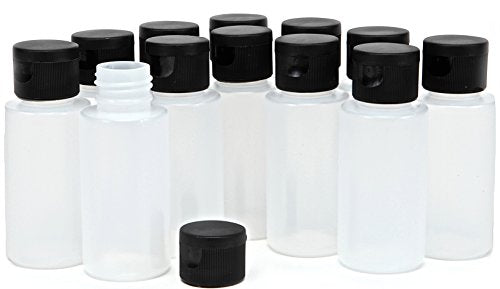 Vivaplex Clear 2oz Plastic Squeeze Bottles with Black Flip Top Caps - 12 pk - size: 12 Count (Pack of 1)