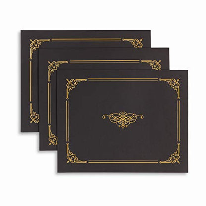 Blue Summit Supplies 25 Certificate Holders, Black Linen, Gold Foil