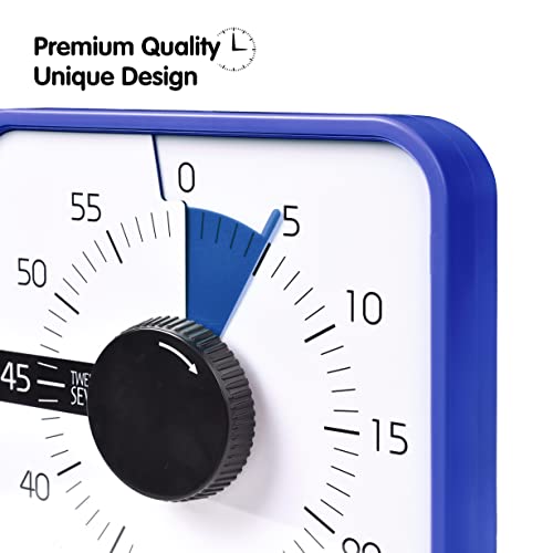 TWENTY5 SEVEN 7.5-Inch Visual Timer, Battery-Free 60-Minute Countdown Clock - color: Navy Blue