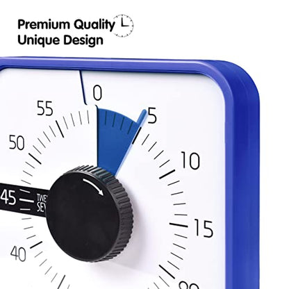 TWENTY5 SEVEN 7.5-Inch Visual Timer, Battery-Free 60-Minute Countdown Clock - color: Navy Blue