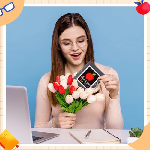 ReliThick Teacher Appreciation Gift Card Holder 5 Slots, 4.3 x 3.5 Inch Thank You Teacher Gift Card Booklet Sleeves Postcard Money Booklet Holder for Appreciation (Chalkboard Style) - style: Chalkboard Style