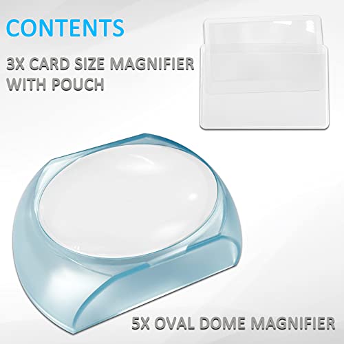 MAGDEPO 5X Desktop Dome Magnifier Paperweight 3 inch Magnifying Glass Optical Oval Acrylic Lens for Seniors with Low Vision or People Reading Books, Bible, Newspaper, Maps, Fine Print, Coins, Stamps - size: 3.3" x 2.6"