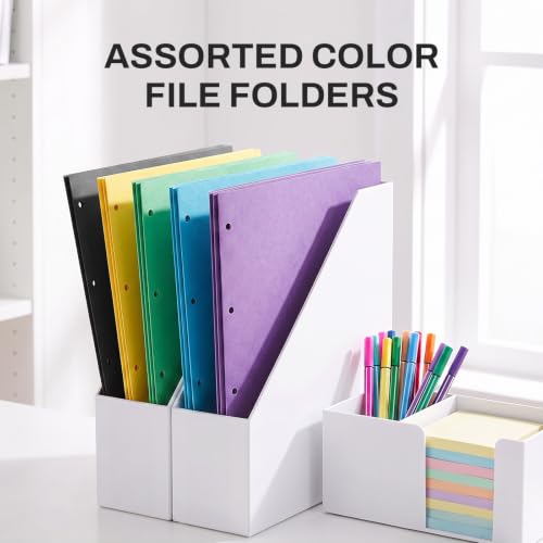 SUNEE Folders with Pockets 3 Hole Punched(50 Pack, Black), 2 Pocket Folders Fit Letter Size Paper, Paper File Folder for School Office Home Business - color: Black