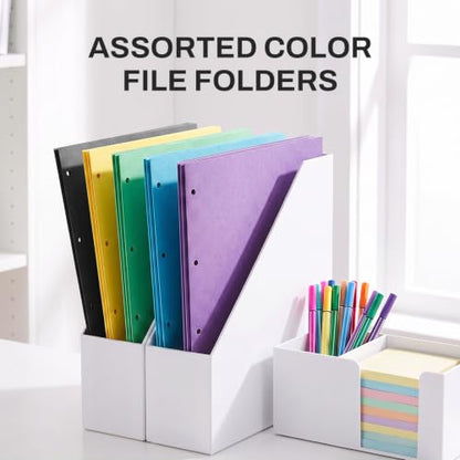 SUNEE Folders with Pockets 3 Hole Punched(50 Pack, Black), 2 Pocket Folders Fit Letter Size Paper, Paper File Folder for School Office Home Business - color: Black