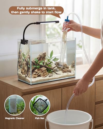 Glass Fish Tank Kit, 3 Gallon Betta Nano Fish Tank Aquarium Starter Kit - color: Transparent, size: 3 Gallon