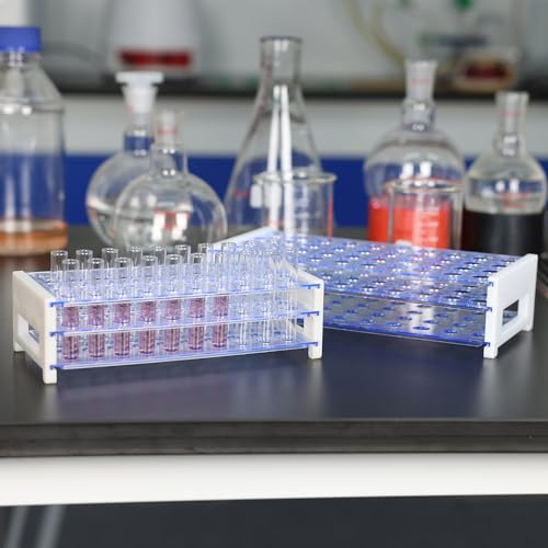 stonylab Test Tube Rack, 3-Tier Detachable Blue Plastic Holder Stand Rack, for Laboratory Scientific Experiments, 5/8 inch 50-Place - size: 5/8 inch