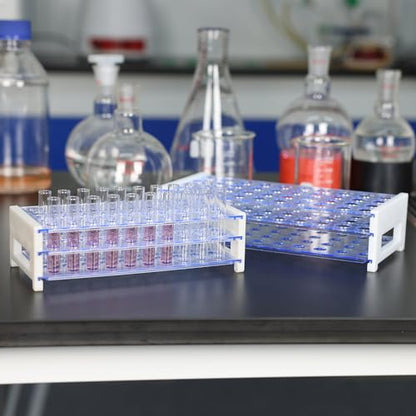 stonylab Test Tube Rack, 3-Tier Detachable Blue Plastic Holder Stand Rack, for Laboratory Scientific Experiments, 5/8 inch 50-Place - size: 5/8 inch