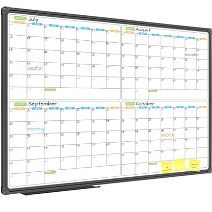 JILoffice Magnetic Dry Erase Calendar Whiteboard, 4 Month White Board Planner 36 X 24 Inch, Black Aluminum Frame Wall Mounted Board for Office Home and School - color: Black, size: 24"W x 35.8"H