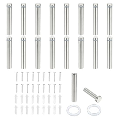 PATIKIL 1/2x2.8" Standoff Screws, 16 Pack Stainless Steel Stand Off Wall Mounts Wall Sign Mounting Hardware Advertising Standoff Nail for Hanging Acrylic Signs Picture Frame, Silver - size: 1/2x2.8"