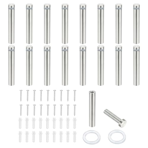 PATIKIL 1/2x2.8" Standoff Screws, 16 Pack Stainless Steel Stand Off Wall Mounts Wall Sign Mounting Hardware Advertising Standoff Nail for Hanging Acrylic Signs Picture Frame, Silver - size: 1/2x2.8"