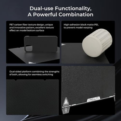Creality K1 Max Build Plate Kit 315 * 310mm Dual-Sided Printing Platform Board Glossy PET + Matte PEl Plate Build Surface for K1 Max, Ender 3 Max Neo, Ender 3 S1 Plus 3D Printers - style: K1 Max PET PEI Plate