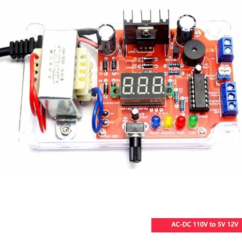 LM317 Power Supply Adjustable Voltage Regulator Kit AC-DC 110V to 1.25V-12V Output 5V 12V Voltmeter Electronic Component DIY Kit,with Manual