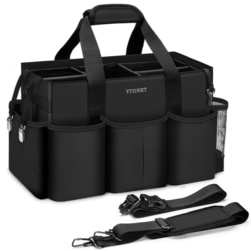 Ytonet Large Cleaning Bag, Adjustable Cleaning Caddy for Cleaning Supplies - color: Black, size: Large